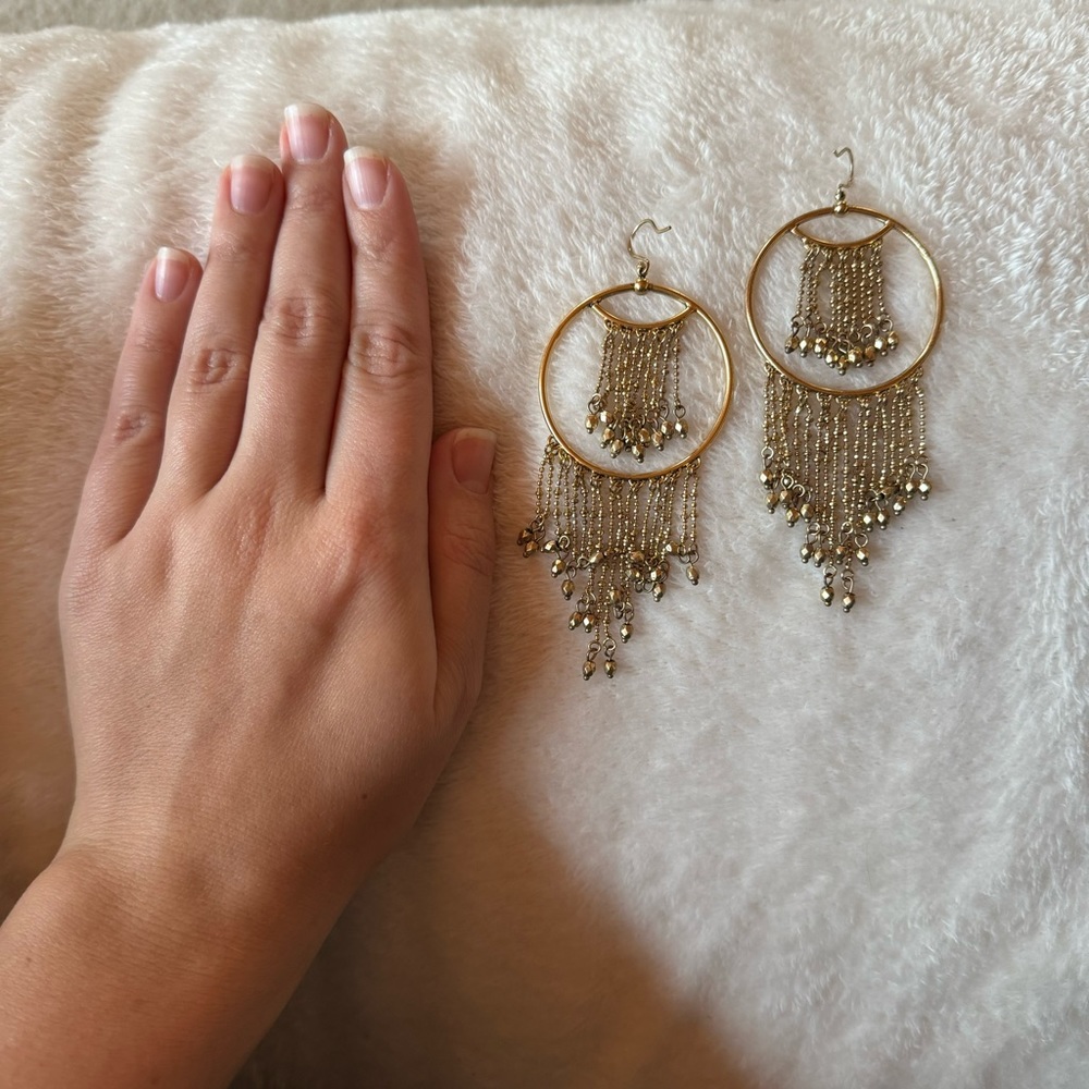 Dangle Hoop Statement Earrings - image 2